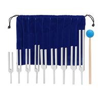 Set di diapason, diapason in lega di alluminio da 9 pezzi con custodia per martello, promuovono il rilassamento durevole robusto 174/285/396/417/528/639/741/852/963HZ diapason fisici per il relax