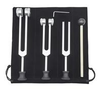 Set di diapason in lega di alluminio per guarigione, 128 Hz, 256 Hz, 512 Hz, include mazzuola, custodia e base, finitura oro e argento