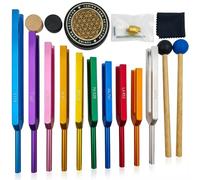Set di diapason per guarigione | 10 forchette non ponderate (chakra e solfeggio 174-963Hz) | Kit completo con attivatore e piedi | pronto all'uso.