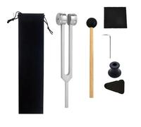 Set di diapason per meditazione e relax, strumento terapeutico 128 Hz, con martello in silicone e accessori