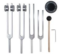 Set di diapason per Soubd Healing Set 128HZ, 136.1HZ, 256HZ, 384HZ Sound Therapy Chakra Energy Healing Tuning Forks con attivatore Set di 4 pezzi di diapason per meditazione