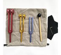 Set di diapason professionale for chakra - 128C/256C/512C, strumento a percussione curativo del suono con borsa in velluto e martello for la messa a punto della meditazione yoga Biofield