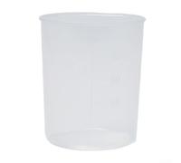 Set di dieci misurini in plastica trasparente, ciascuno con una capacità di 100 millilitri