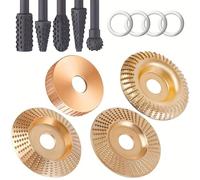 Set di dischi per intaglio del legno per smerigliatrice angolare da 4" e 4-1/2", dischi per intaglio del legno, accessori per mole da taglio in carburo di tungsteno con foro da 5/8" (1 Set)
