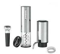 Set di dispenser automatico per decanter, apribottiglie elettrico ricaricabile con tappo sottovuoto e tagliacapsule, aeratore intelligente con un pulsante per casa, bar, feste, regali, argento, nero
