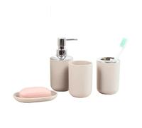 Set di dispenser di sapone Set Di Accessori Da Bagno In Plastica Scopino For WC Portasapone Dispenser Dentifricio Coperchio Basculante Cestino Lavabile Set bagno porta sapone e spazzolini(4PCS D)