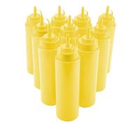 Set di dispenser per condimenti in plastica da 720 ml, confezione da 10 bottiglie per salsa, olio, panna e aceto, dotate di beccuccio stretto per uso in e ristoranti, a tenu (Gialla)