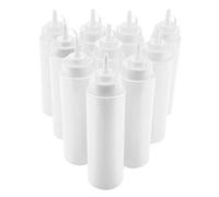 Set di dispenser per condimenti in plastica da 720 ml, confezione da 10 bottiglie per salsa, olio, panna e aceto, dotate di beccuccio stretto per uso in e ristoranti, a tenu (Bianca)