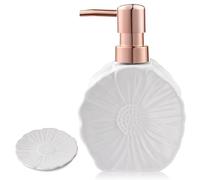 Set di dispenser per sapone, include vaschetta per la mano e portasapone, base antiscivolo, dispenser per sapone in ceramica a forma di fiore, adatto per la decorazione di cucina e bagno (Fiori