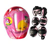 Set di dispositivi di protezione di sicurezza dei cartoni animati: casco protettivo anticaduta + ginocchiere, gomitiere e polsiere, protezione completa per la sicurezza sportiva, equipaggiamento prote