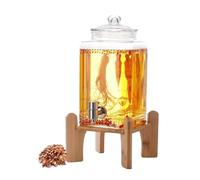 Set di distributori di bevande in vetro con supporto, dispenser per limonata con rubinetto in acciaio inox per succhi di frutta, punch, cocktail, tè freddo e tè al sole,2.5L