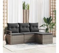 Set di divani con cuscino 4 pcs Grigio polyrattan