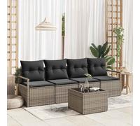 Set di divani con cuscino 5 pcs Grigio polyrattan
