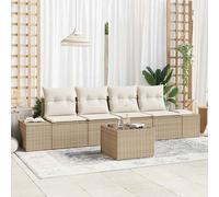 Set di divani 5 pz Beige e Crema polyrattan