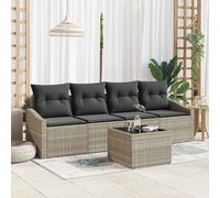 Set di divani 5 pz Grigio chiaro polyrattan