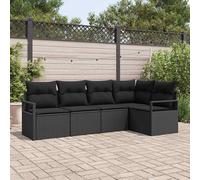 Set di divani 5 pz Nero polyrattan