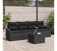 Set di divani 5 pz Nero polyrattan