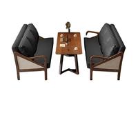 Set di divani da caffè in pelle di rattan, posti a sedere commerciali della metà del secolo per caffetteria e negozio di tè al latte, design rustico, durevole e confortevole