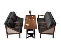 Set di divani da caffè in pelle di rattan, posti a sedere commerciali della metà del secolo per caffetterie e negozi di tè al latte, design rustico per caffè