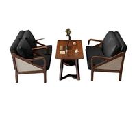 Set di divani da caffè in pelle di rattan, posti a sedere commerciali della metà del secolo per caffetteria e negozio di tè al latte, design rustico, durevole e confortevole