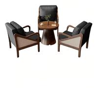 Set di divani da caffè in pelle di rattan, posti a sedere commerciali della metà del secolo per caffetteria e negozio di tè al latte, design rustico, durevole e confortevole