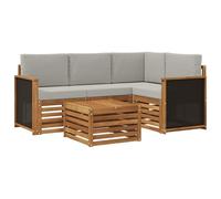 Set di Divani da Esterno 5 Pezzi Legno di Acacia Massiccio Grigio Chiaro | Braccioli in legno di acacia, superfici a doghe, configurazione modulare, giardino terrazza piscina cortile