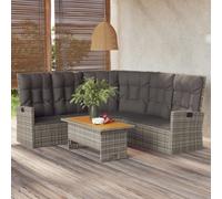 Set di Divani da Giardino 2 pz con Cuscini in Polyrattan Grigio
