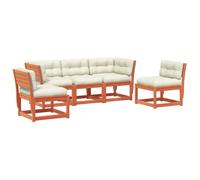 set di divani da giardino 5 pezzi con cuscini Legno di pino marrone Wax