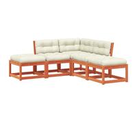 set di divani da giardino 5 pezzi con cuscini Legno di pino marrone Wax