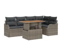 vidaXL Set di Divani da Giardino a 6 Pezzi con Cuscini - Modulare Grigio, Arredamento da Esterno Impermeabile in Rattan per Balcone, Patio e Terrazza, Resistente agli Agenti Atmosferici e Versatile