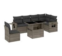 Set di divani da giardino 7 pezzi con cuscini in rattan sintetico grigio, wenjinqi-3267940
