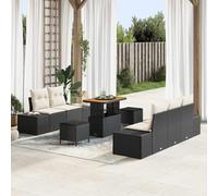 Set di divani da giardino, 8 pezzi, colore nero, crema 90 x 55 x 71 cm, robusto polyrattan per terrazza, set di seduta modulare con spazio e comodo cuscino, perfetto per feste all'aperto