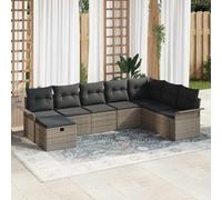 Set di divani da giardino, 8 pezzi, grigio, 297,5 x 187,5 x 85 cm, in polyrattan per esterni, resistente ai raggi UV, per terrazze e balconi