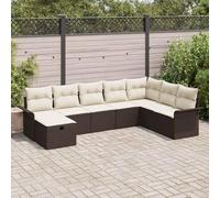 Set di divani da giardino, 8 pezzi, marrone/crema, in rattan e acciaio, 297,5 x 187,5 x 85 cm, resistente alle intemperie, per terrazze