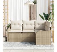 Set di Divani da Giardino a 4 Pezzi con Cuscini Beige in Rattan SinteticoDivano da giardino cuscini