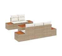 Set di Divani da Giardino da 6 Pezzi con Cuscini Beige in Rattan PolimericoSet giardino relax