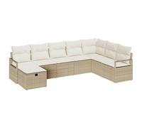 Set di divani da giardino da 8 pezzi con cuscini beige in polyrattan
