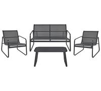 Set di divani da giardino in metallo nero 4 posti con tavolo Barrea