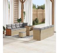 Set di divani da giardino in polyrattan, 11 pezzi, beige, 90 x 55 x 71 cm, per terrazze e balconi, impermeabili e facili da pulire