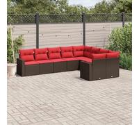 Set di divani da giardino in polyrattan marrone con cuscino, design modulare per terrazza, balcone, resistente ai raggi UV, resistente alle intemperie