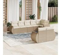 Set di divani da giardino in rattan beige, con vano portaoggetti, divano ad angolo, sistema modulare, resistente ai raggi UV, per terrazze, balconi, esterni, comodi mobili