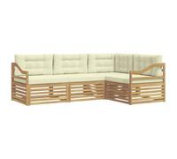 Set di Divani Esterni 4 Pezzi Bianco e Crema in Legno di Acacia | Set di 4 pezzi, legno di acacia massiccio,bianco e crema,design modulabile,facile manutenzione,uso esterno