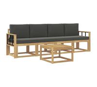Set di Divani Esterni 5 Pc Bianco e Antracite in Legno di Acacia | Mobili da giardino modulari,terrazza e cortile,braccioli e schienali pensieri,manutenzione del panno umido