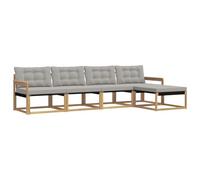 Set di Divani Esterni 5 Pc Bianco e Grigio Chiaro in Legno di Acacia | Mobiletto giardino terrazzo, legno di acacia massiccio,design modulabile,seduta confortevole, manutenzione facile