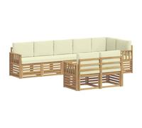 Set di Divani Esterni 8 pc Bianco e Crema in Poliestere | Legno di acacia massiccio, superficie laccata, design modulare, configurazione flessibile, manutenzione con panno umido