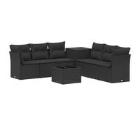 Set Di Divani Esterni 8 Pezzi In Poly Ratan Nero Con Tavolino | Design modulare, legno di acacia, scatola di stoccaggio, facile manutenzione, resistente alle intemperie