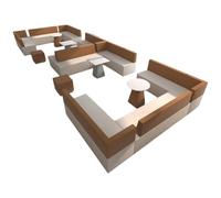 Set di divani for cabine commerciali modulari, divano d'attesa in tessuto tecnico impermeabile resistente alle macchie con tavolino for l'atrio dell'ufficio, l'area lounge pubblica della scuola(4)