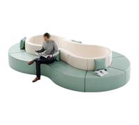 Set di divani modulari curvi, divano in tessuto resistente ai graffi delle zampe di gatto, struttura in legno massello, divano combinato multiforme for ufficio, sala d'attesa, spazio pubblico(14)
