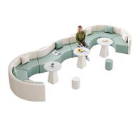 Set di divani modulari curvi, divano in tessuto resistente ai graffi delle zampe di gatto, struttura in legno massello, divano combinato multiforme for ufficio, sala d'attesa, spazio pubblico(15)