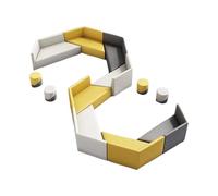 Set di divani modulari geometrici, moduli triangolari e quadrati ad incastro, rivestimento di livello commerciale for uffici collaborativi e spazi di studi creativi(Y)